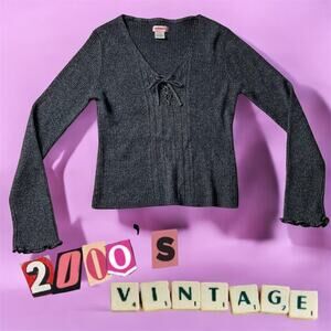 UNIONBAY Charcoal Ribbed Scoop Neck Sweater